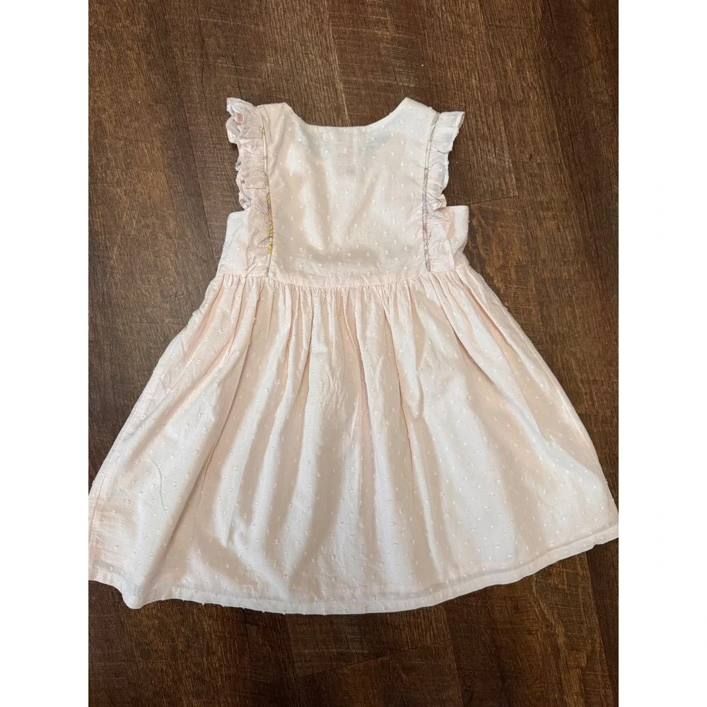 Cupcakes and Cashmere Girls 4T Blush Pink Swiss Dot Ruffle Cotton Dress